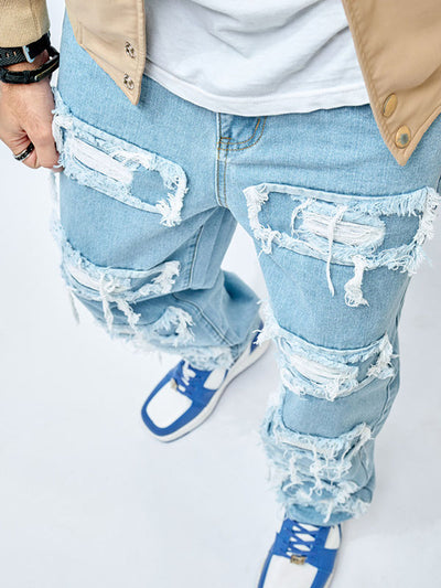 Daved - Patchwork Used Look Denim Jeans