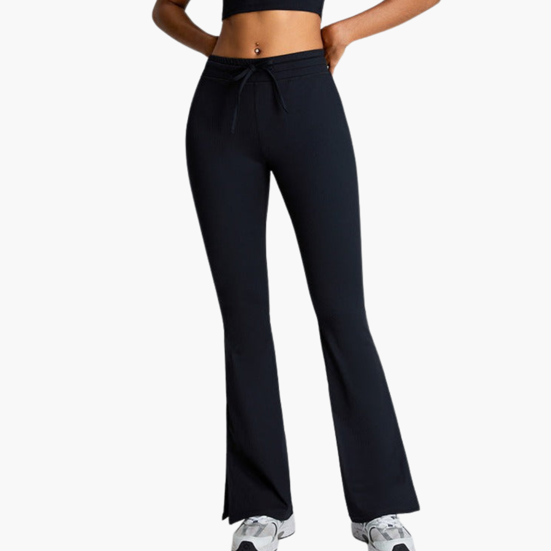 Schwarze High Wait Yogahose - Damenkomfort mit Bauchkontrolle