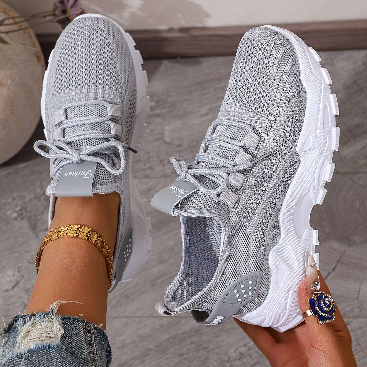 Lou Bequeme Atmungsaktive Knit Sneakers für Damen