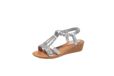 Georgina – Bequeme Wedges Sandalen mit Strass für den Sommer in Übergrößen