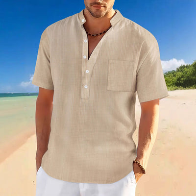 Steven – Kurzärmeliges Freizeit-Henley-Shirt mit Stehkragen