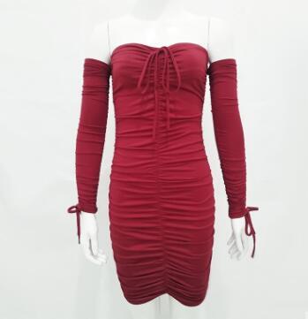 Hannah – Sexy Off-Shoulder Bandage Kleid mit langen Ärmeln