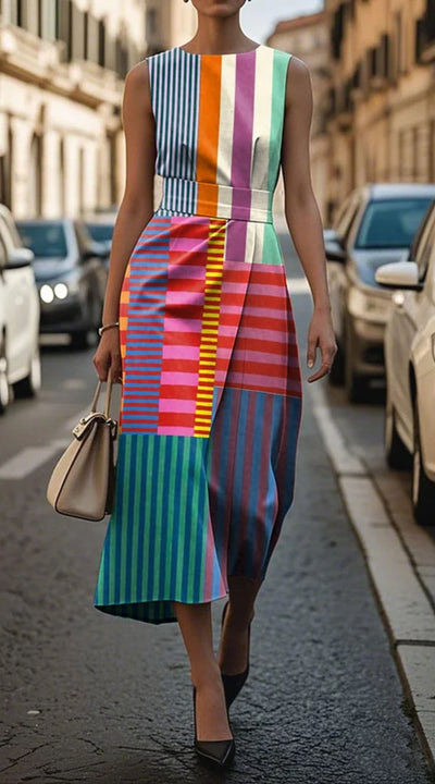 Celeste | Elegantes Midi-Kleid mit Farbblockdesign