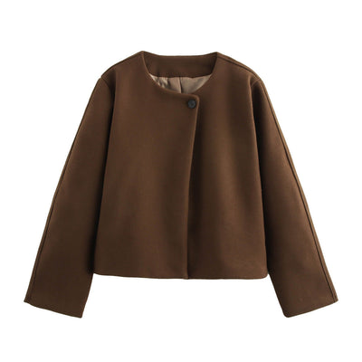 Delilah - Gepolsterter Wollmantel Quadratischer Kragenwärme