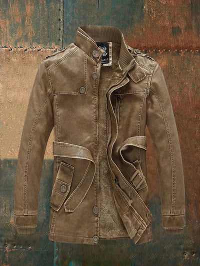 Japhet - Herrenjacke aus umweltfreundlichem Retro-Leder mit Stehkragen