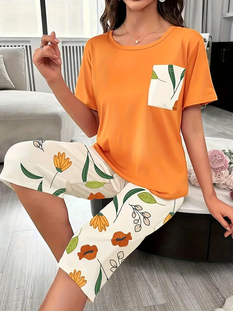 Kinsley – Bequemer Loungekleidung Satz Mit Blumen Ausdrucken