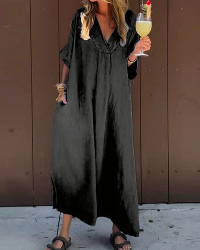 Zaira – Lässiges Langes Baumwoll Kleid