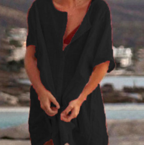 Damen Strand Tunika Lockerer Sommer Kaftan Freizeit Überwurf