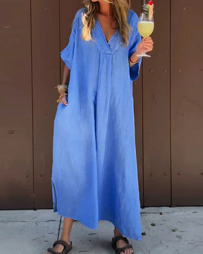 Zaira – Lässiges Langes Baumwoll Kleid
