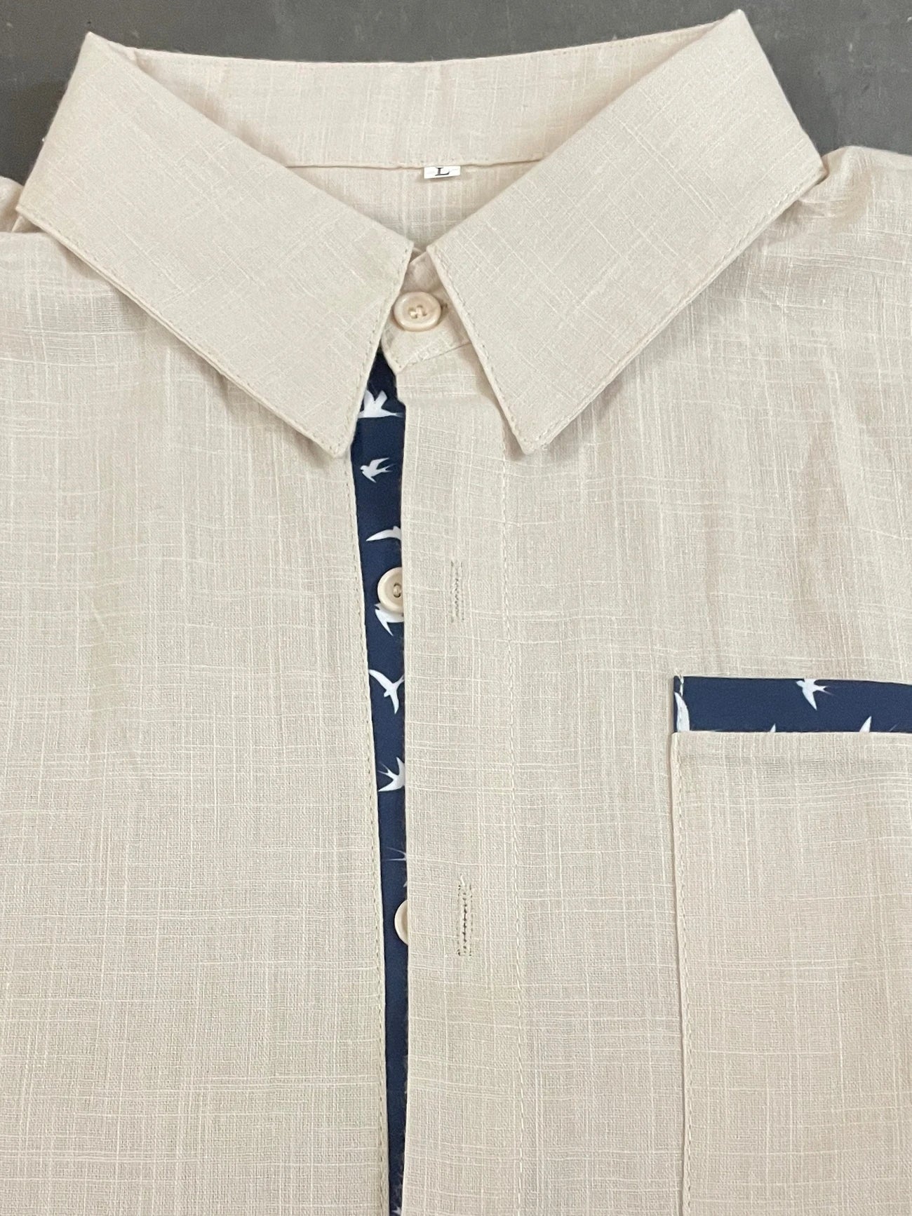 Trofim – Elegantes Niedliches Hemd Mit Vogel Drucken