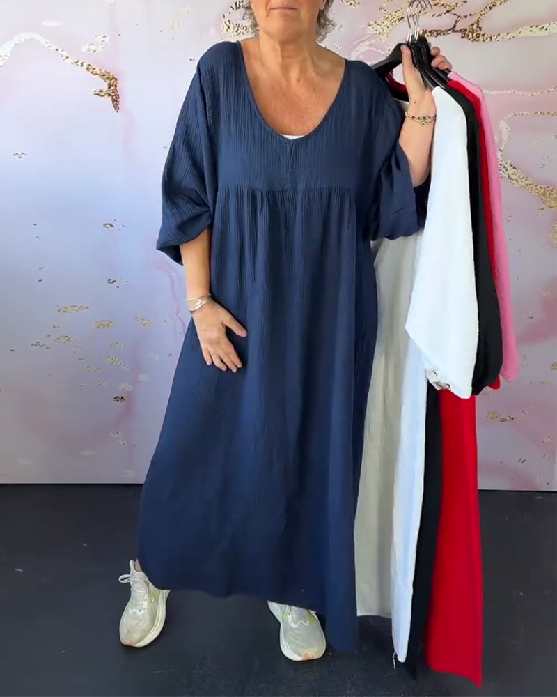 MIRAVO | Luftiges V-Ausschnitt Maxikleid mit Falten