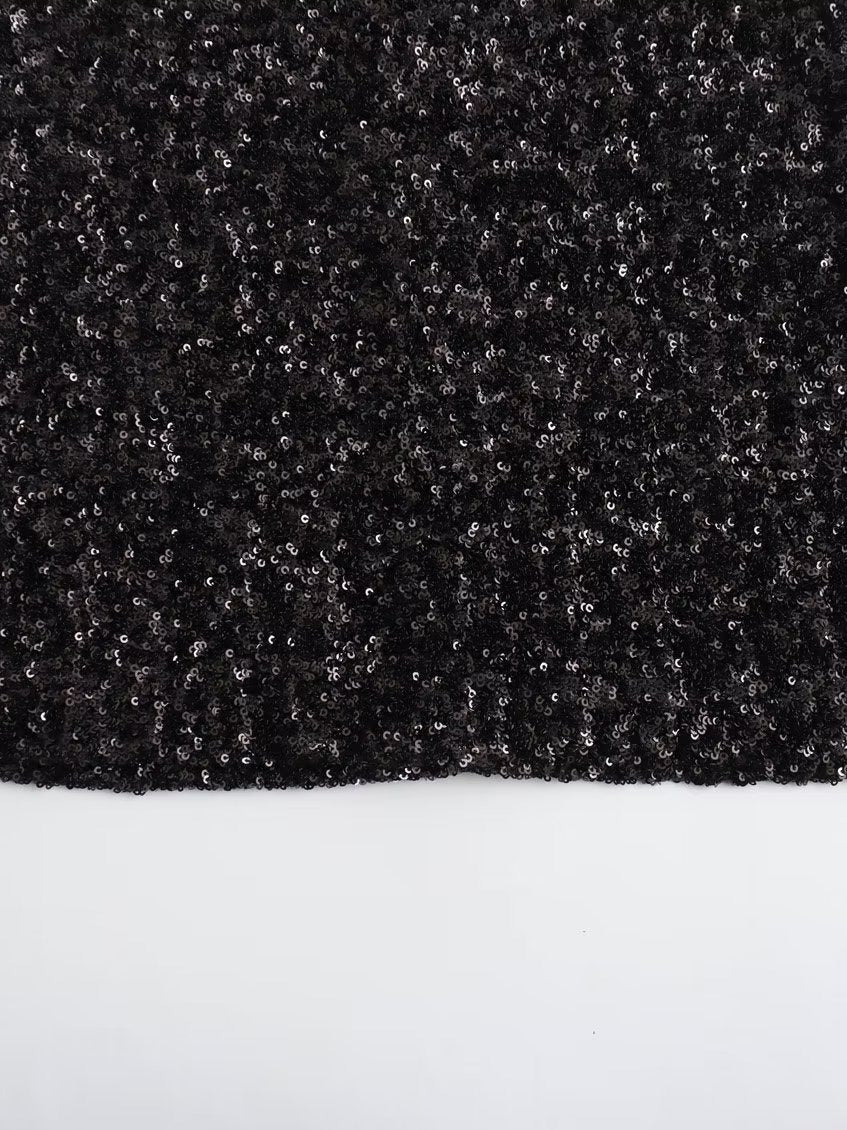 Margaret – Minikleid ohne Ärmel mit gepolsterten Schulterträgern und Perlenverzierung