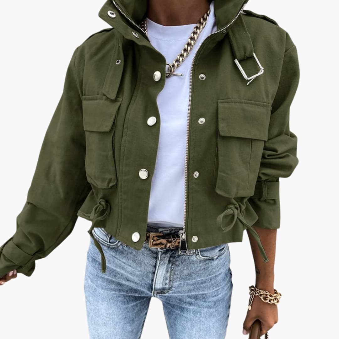 Cropped Übergangsjacke mit Taschen für Damen
