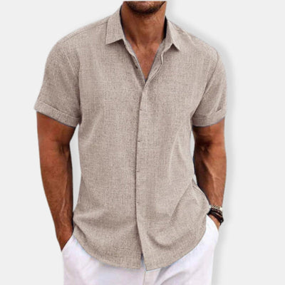 Herren Kurzärmeliges Knopf Daunen Hemd | Lässig