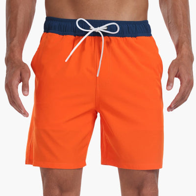 Gestreifte Herren-Badeshorts - mit Kordelzug und Taschen