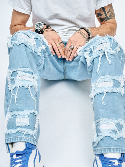Daved - Patchwork Used Look Denim Jeans