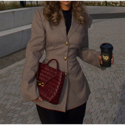 Athena - Figurbetonte Karo Jacke Maßgeschneiderter Stil