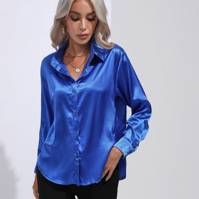 Damen Satinbluse Elegant Klassisch Büro & Festliche Anlässe