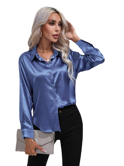 Damen Satinbluse Elegant Klassisch Büro & Festliche Anlässe