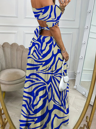 Ruth – Kurzärmeliges Maxikleid mit Hohlem Taillendesign für den Sommer