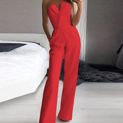 Damen Eleganter Jumpsuit Schulterfrei Weites Bein für Party & Abendveranstaltungen