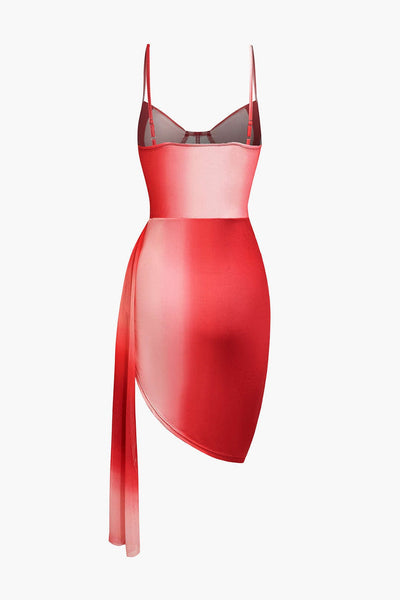 Scarlett | Verführerisches Corsagen-Kleid mit Mesh & Drapierter Asymmetrischer Rockpartie