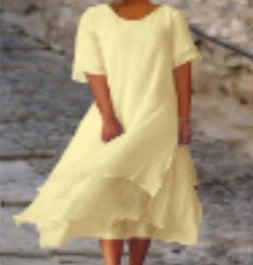 Jacqueline – Modisches lässiges zweilagiges kurzes Kleid mit Rundhalsausschnitt