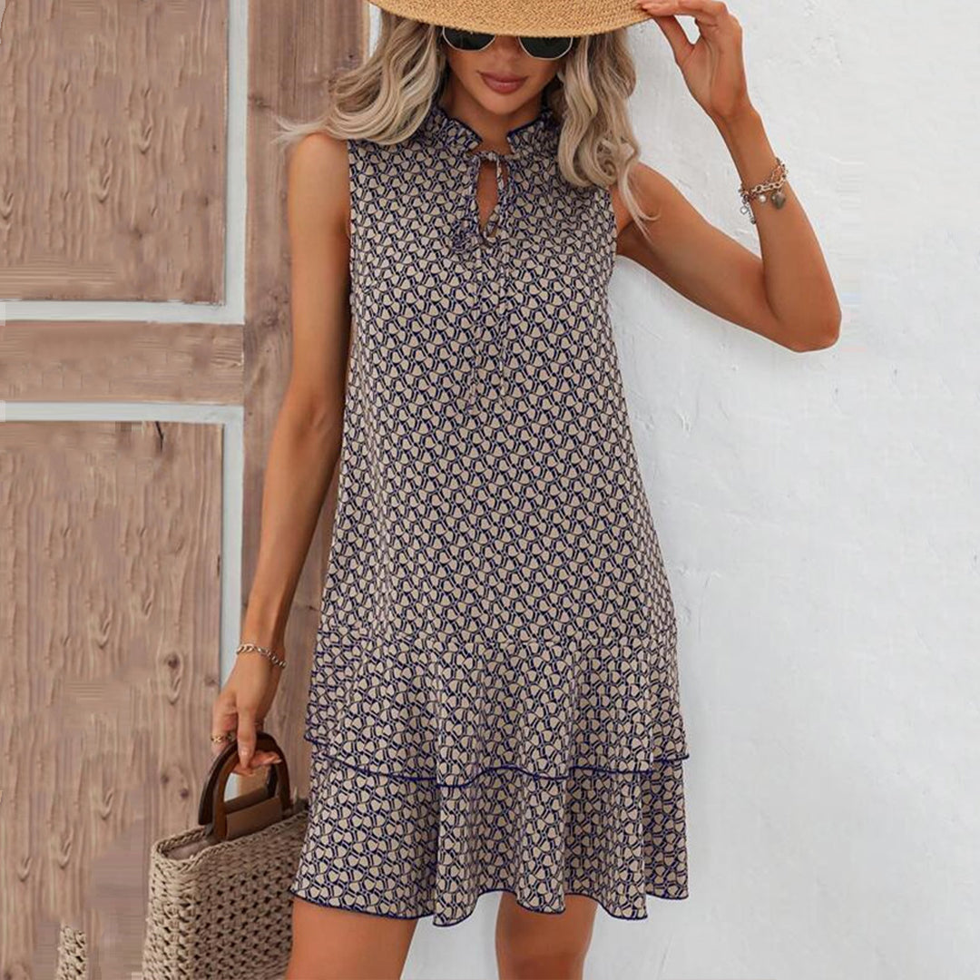 Lenora – Lässiges Minikleid Mit Bohemian Drucken Und Rüschen