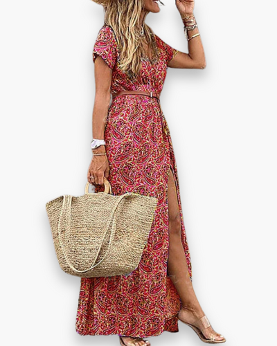 Damen Elegantes Boho Kleid | Maxi Sommerkleid