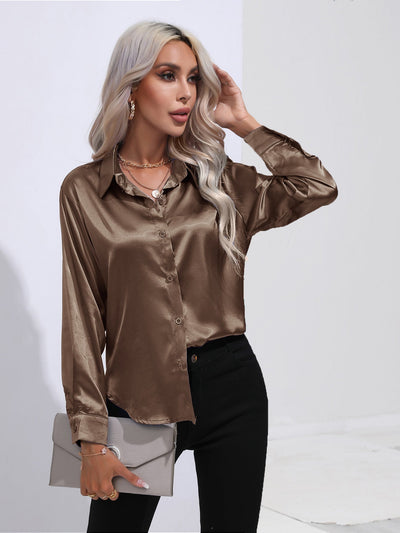 Damen Satinbluse Elegant Klassisch Büro & Festliche Anlässe