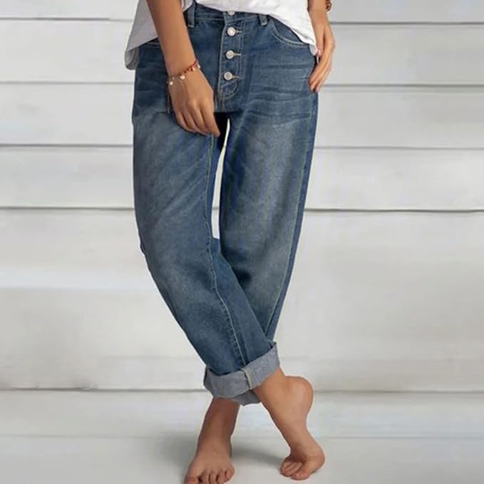 Della | High-Waisted Button-Up Denim Jeans