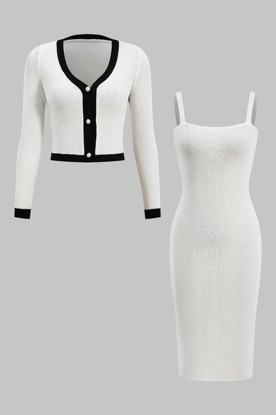 Hannah | Elegantes Strick-Zweiteiler-Set mit figurbetontem Kleid & Cardigan