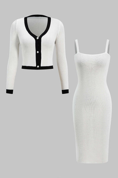 Hannah | Elegantes Strick-Zweiteiler-Set mit figurbetontem Kleid & Cardigan