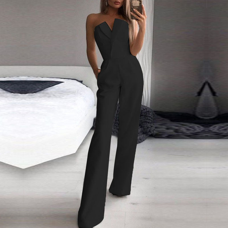 Damen Eleganter Jumpsuit Schulterfrei Weites Bein für Party & Abendveranstaltungen
