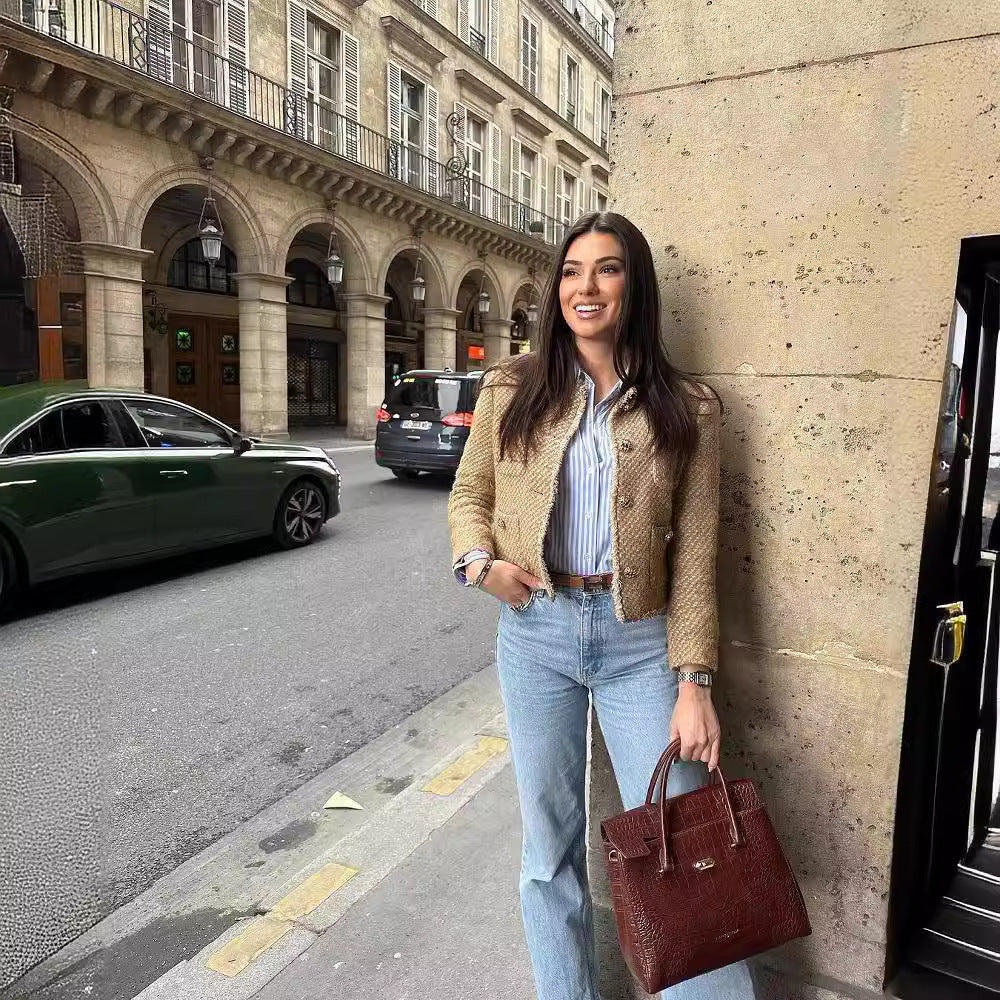 Jade - Wollener Langarm Kurzmantel Winterwärme