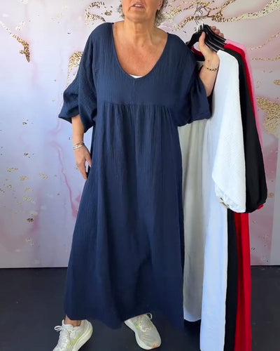 MIRAVO | Luftiges V-Ausschnitt Maxikleid mit Falten