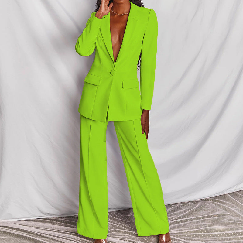 Damen Business Anzug Set – Eleganter Blazer und weite Hose für Büro & Events