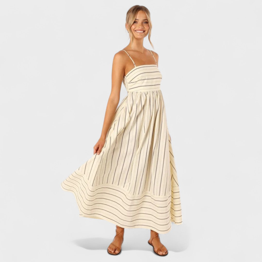 Lucille - Gestreift Drucken Maxikleid
