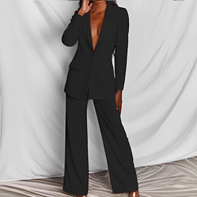 Damen Business Anzug Set – Eleganter Blazer und weite Hose für Büro & Events