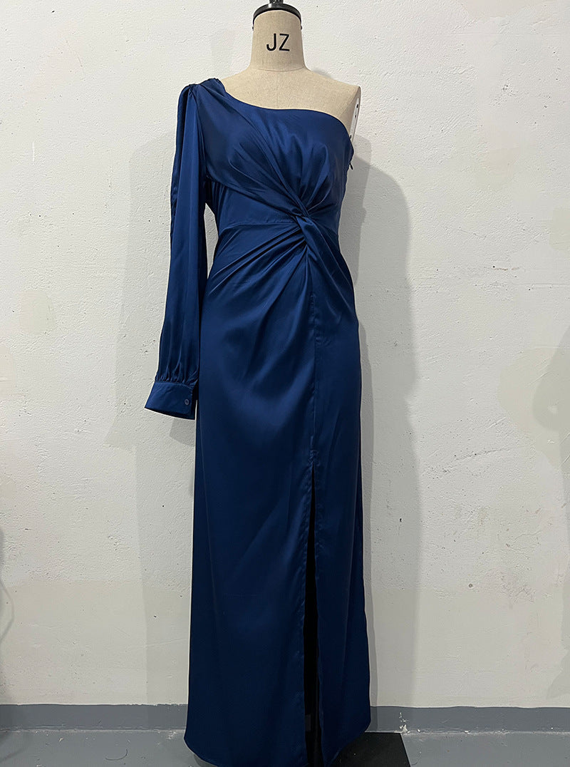 Clara – Einseitiges, geteiltes Kleid mit langen Ärmeln für Damen