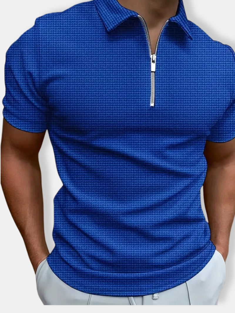 Herren Stilvolles Reißverschluss Polo Hemd | Kurze Ärmel