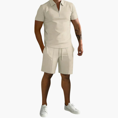 Herren Sommer-Zweiteiler mit Half-Zip-Shirt und Shorts