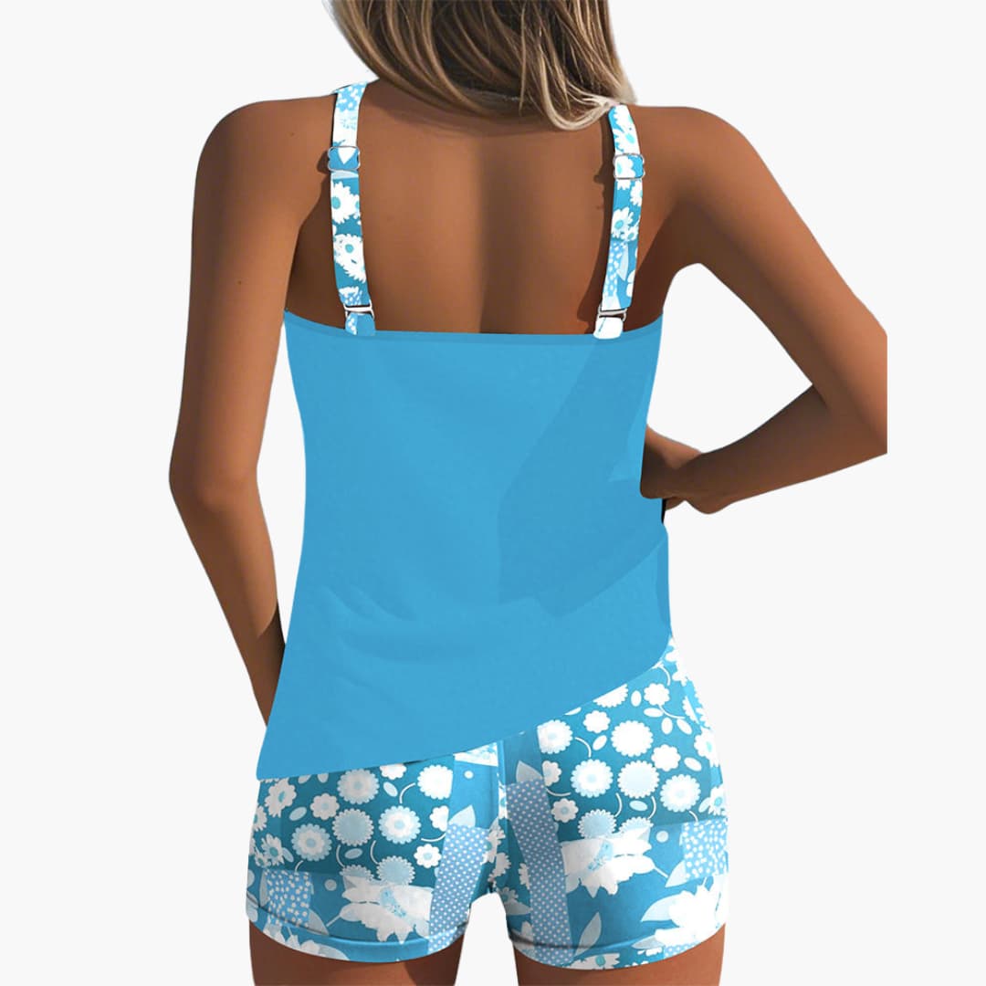 Damen Tankini-Badeanzug-Set mit Blumendruck und Racerback-Ausschnitt
