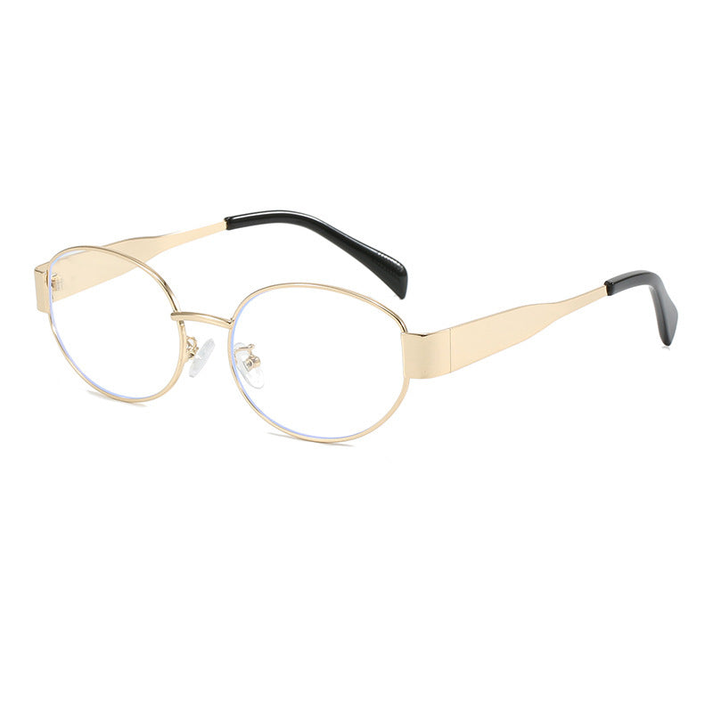 Sara – Metallische Retro-Ovalrahmen-Sonnenbrille