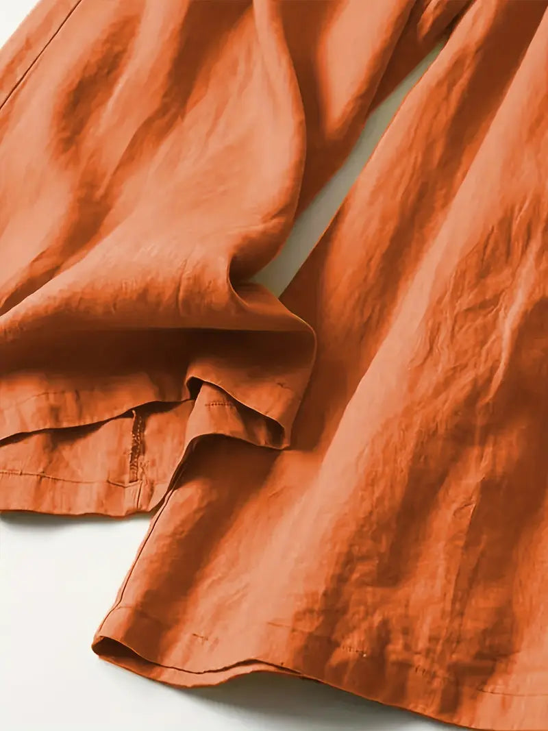 Anina - Weite Beine Leinen Hose