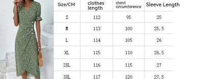 Ruby – V-Ausschnitt Kleid mit floralem Saum und unregelmäßigem Muster