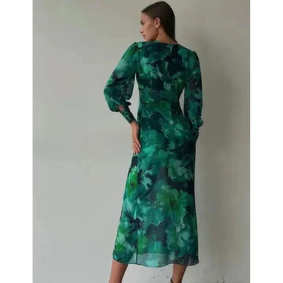 Heather – V-Ausschnitt Kleid mit REDLEAF Druck