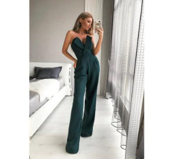 Damen Eleganter Jumpsuit Schulterfrei Weites Bein für Party & Abendveranstaltungen