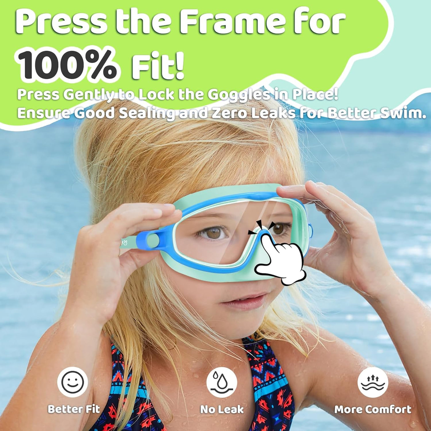 1+1 Gratis | AquaShield™ - HD-Großrahmen-Schwimmbrille für Kinder
