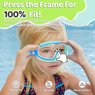 1+1 Gratis | AquaShield™ - HD-Großrahmen-Schwimmbrille für Kinder